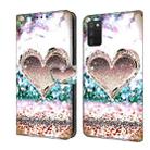 For Samsung Galaxy A03s Crystal 3D Shockproof Protective Leather Phone Case(Pink Diamond Heart) - 1