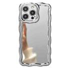 For iPhone 14 Pro Electroplated Mirror Waves Silicone Phone Case(Silver) - 1