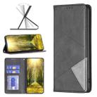 For Motorola Edge 40 Rhombus Texture Magnetic Leather Phone Case(Black) - 1