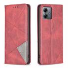 For Motorola Moto G14 4G Rhombus Texture Magnetic Leather Phone Case(Red) - 1