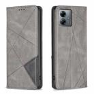 For Motorola Moto G14 4G Rhombus Texture Magnetic Leather Phone Case(Grey) - 1
