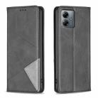 For Motorola Moto G14 4G Rhombus Texture Magnetic Leather Phone Case(Black) - 1