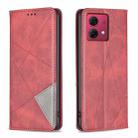 For Motorola Moto G84 5G Rhombus Texture Magnetic Leather Phone Case(Red) - 1