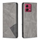 For Motorola Moto G84 5G Rhombus Texture Magnetic Leather Phone Case(Grey) - 1