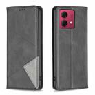 For Motorola Moto G84 5G Rhombus Texture Magnetic Leather Phone Case(Black) - 1