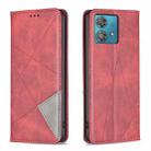 For Motorola Edge 40 Neo Rhombus Texture Magnetic Leather Phone Case(Red) - 1