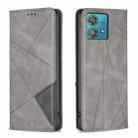 For Motorola Edge 40 Neo Rhombus Texture Magnetic Leather Phone Case(Grey) - 1