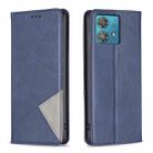 For Motorola Edge 40 Neo Rhombus Texture Magnetic Leather Phone Case(Blue) - 1