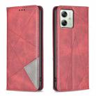 For Motorola Moto G54 5G EU Edition Rhombus Texture Magnetic Leather Phone Case(Red) - 1