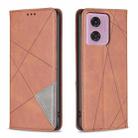 For Motorola Moto G34 5G Rhombus Texture Magnetic Leather Phone Case(Brown) - 1