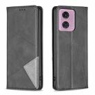 For Motorola Moto G34 5G Rhombus Texture Magnetic Leather Phone Case(Black) - 1