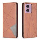 For Motorola Moto G24 Rhombus Texture Magnetic Leather Phone Case(Brown) - 1