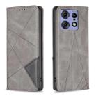For Motorola Edge 50 Pro 5G Rhombus Texture Magnetic Leather Phone Case(Grey) - 1