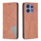 For Motorola Edge 50 Pro 5G Rhombus Texture Magnetic Leather Phone Case(Brown) - 1