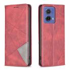 For Motorola Moto G85 Rhombus Texture Magnetic Leather Phone Case(Red) - 1