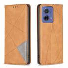 For Motorola Moto G85 Rhombus Texture Magnetic Leather Phone Case(Yellow) - 1