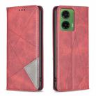 For Motorola Moto G35 Rhombus Texture Magnetic Leather Phone Case(Red) - 1