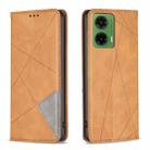 For Motorola Moto G35 Rhombus Texture Magnetic Leather Phone Case(Yellow) - 1