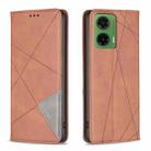 For Motorola Moto G35 Rhombus Texture Magnetic Leather Phone Case(Brown) - 1