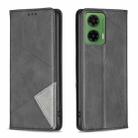 For Motorola Moto G35 Rhombus Texture Magnetic Leather Phone Case(Black) - 1