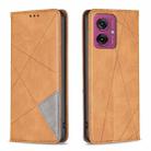 For Motorola Moto G55 Rhombus Texture Magnetic Leather Phone Case(Yellow) - 1