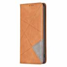 For Motorola Moto G55 Rhombus Texture Magnetic Leather Phone Case(Yellow) - 3