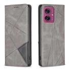 For Motorola Moto G55 Rhombus Texture Magnetic Leather Phone Case(Grey) - 1