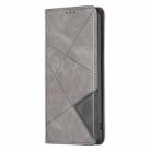 For Motorola Moto G55 Rhombus Texture Magnetic Leather Phone Case(Grey) - 3