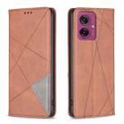 For Motorola Moto G55 Rhombus Texture Magnetic Leather Phone Case(Brown) - 1