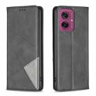 For Motorola Moto G55 Rhombus Texture Magnetic Leather Phone Case(Black) - 1