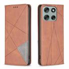 For Motorola Moto G56 5G Rhombus Texture Magnetic Leather Phone Case(Brown) - 1
