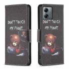 For Motorola Moto G14 4G Colored Drawing Pattern Leather Phone Case(Bear) - 1