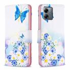 For Motorola Moto G14 4G Colored Drawing Pattern Leather Phone Case(Butterfly Love) - 1