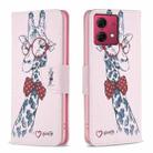 For Motorola Moto G84 5G Colored Drawing Pattern Leather Phone Case(Giraffe) - 1