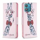 For Motorola Edge 40 Neo Colored Drawing Pattern Leather Phone Case(Giraffe) - 1