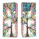 For Motorola Edge 40 Neo Colored Drawing Pattern Leather Phone Case(Tree Life) - 1