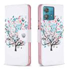 For Motorola Edge 40 Neo Colored Drawing Pattern Leather Phone Case(Tree) - 1