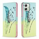 For Motorola Moto G54 5G EU Edition Colored Drawing Pattern Leather Phone Case(Feather) - 1