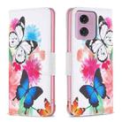 For Motorola Moto G34 5G Colored Drawing Pattern Leather Phone Case(Butterflies) - 1