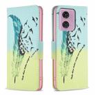 For Motorola Moto G34 5G Colored Drawing Pattern Leather Phone Case(Feather) - 1