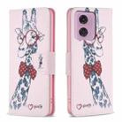 For Motorola Moto G24 Colored Drawing Pattern Leather Phone Case(Giraffe) - 1