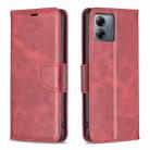 For Motorola Moto G14 4G Lambskin Texture Pure Color Flip Leather Phone Case(Red) - 1