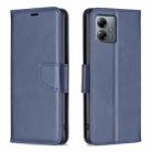 For Motorola Moto G14 4G Lambskin Texture Pure Color Flip Leather Phone Case(Blue) - 1
