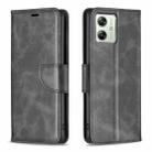 For Motorola Moto G54 5G EU Edition Lambskin Texture Pure Color Flip Leather Phone Case(Black) - 1