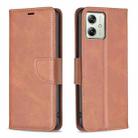 For Motorola Moto G54 5G EU Edition Lambskin Texture Pure Color Flip Leather Phone Case(Brown) - 1