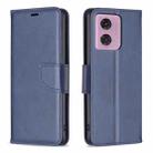 For Motorola Moto G34 5G Lambskin Texture Pure Color Flip Leather Phone Case(Blue) - 1