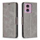 For Motorola Moto G34 5G Lambskin Texture Pure Color Flip Leather Phone Case(Grey) - 1