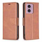 For Motorola Moto G34 5G Lambskin Texture Pure Color Flip Leather Phone Case(Brown) - 1