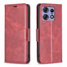 For Motorola Edge 50 Pro 5G Lambskin Texture Pure Color Flip Leather Phone Case(Red) - 1