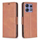 For Motorola Edge 50 Pro 5G Lambskin Texture Pure Color Flip Leather Phone Case(Brown) - 1